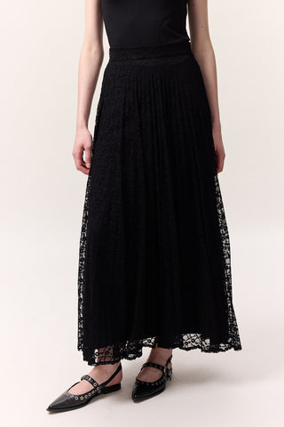 Lace Pleated Skirt Black