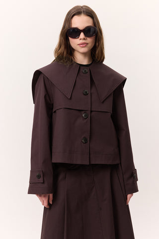 Wide Collar Gabardine Jacket Damson