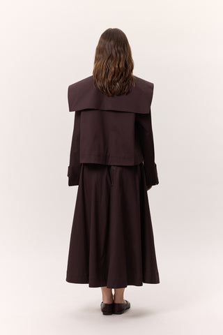 Wide Collar Gabardine Jacket Damson
