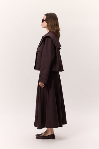 Wide Collar Gabardine Jacket Damson