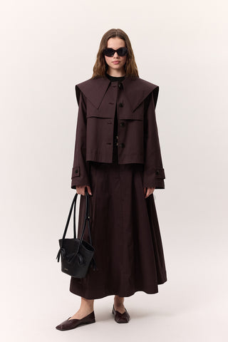 Pocket-Detail Wide Skirt Damson