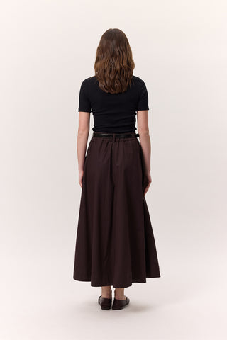 Pocket-Detail Wide Skirt Damson