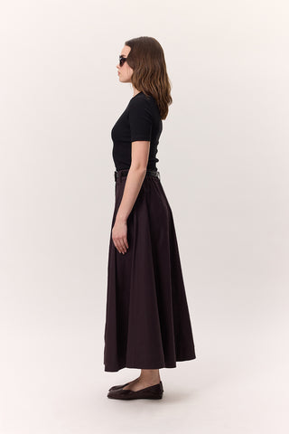 Pocket-Detail Wide Skirt Damson