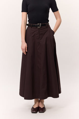 Pocket-Detail Wide Skirt Damson