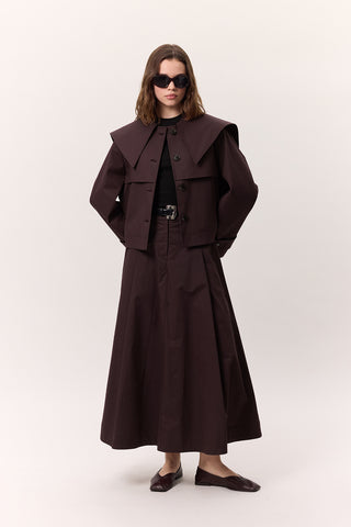 Pocket-Detail Wide Skirt Damson