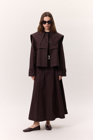 Pocket-Detail Wide Skirt Damson