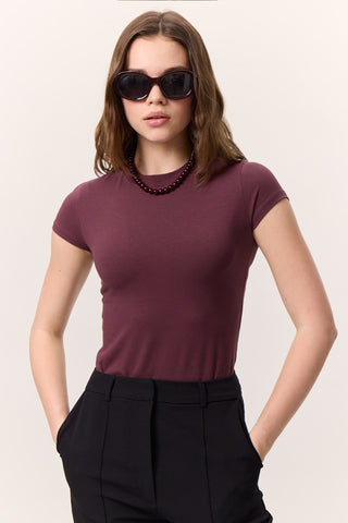 Kolsuz Streç Bodysuit Bordo