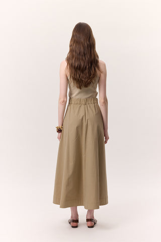 Pocket-Detail Wide Skirt Sand
