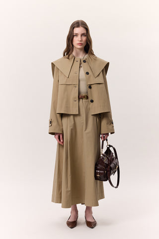 Pocket-Detail Wide Skirt Sand