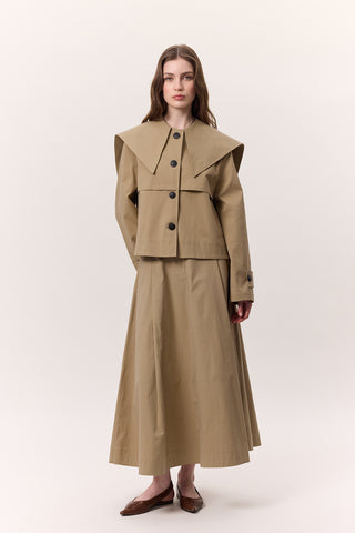 Pocket-Detail Wide Skirt Sand