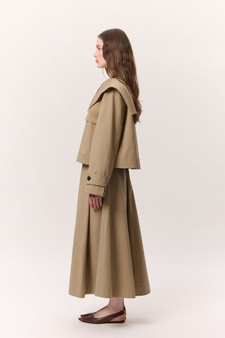 Wide Collar Gabardine Jacket Sand
