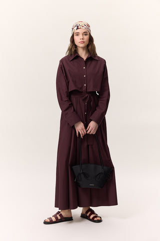 Trench-Style Shirt Dress Burgundy
