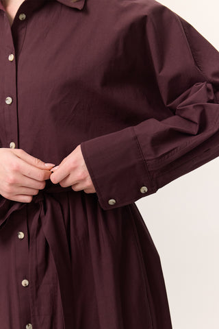 Trench-Style Shirt Dress Burgundy