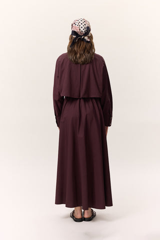 Trench-Style Shirt Dress Burgundy