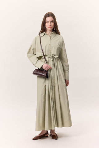 Trench-Style Shirt Dress Pistachio Green