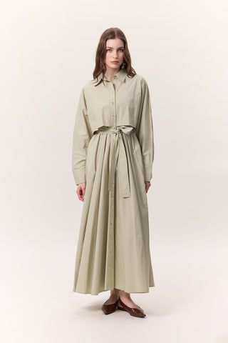 Trench-Style Shirt Dress Pistachio Green