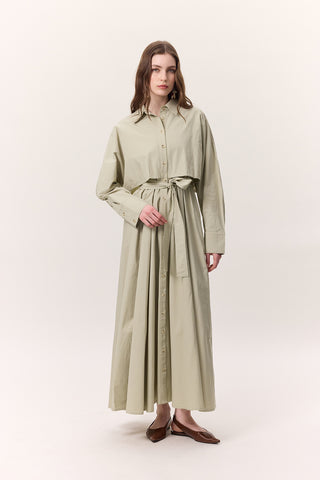 Trench-Style Shirt Dress Pistachio Green