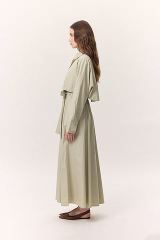 Trench-Style Shirt Dress Pistachio Green