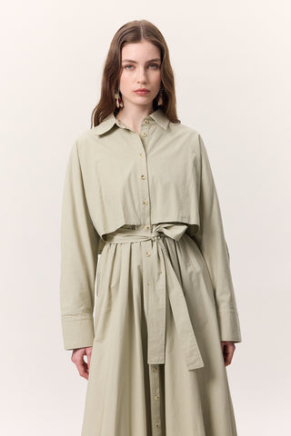 Trench-Style Shirt Dress Pistachio Green