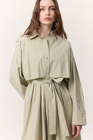 Trench-Style Shirt Dress Pistachio Green