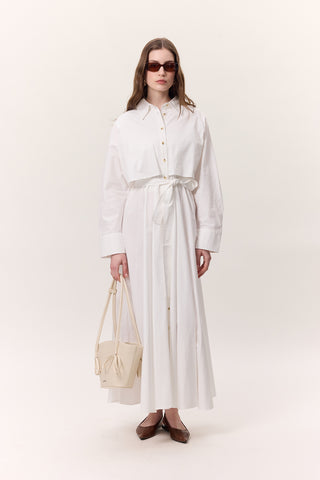 Trench-Style Shirt Dress Ecru