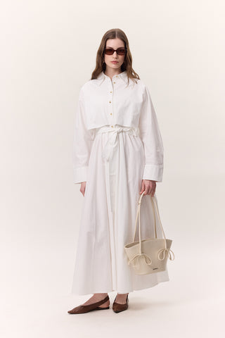 Trench-Style Shirt Dress Ecru