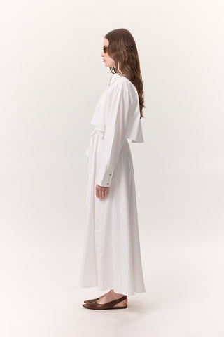 Trench-Style Shirt Dress Ecru
