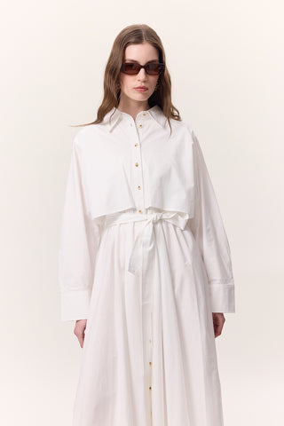 Trench-Style Shirt Dress Ecru