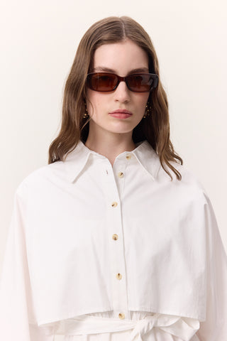 Trench-Style Shirt Dress Ecru