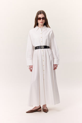 Trench-Style Shirt Dress Ecru