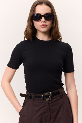 Textured Faux Leather Metal Buckle Belt Black