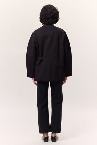 Buckle Detail Double-Breasted Jacket Black