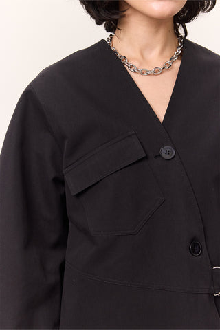 Buckle Detail Double-Breasted Jacket Black