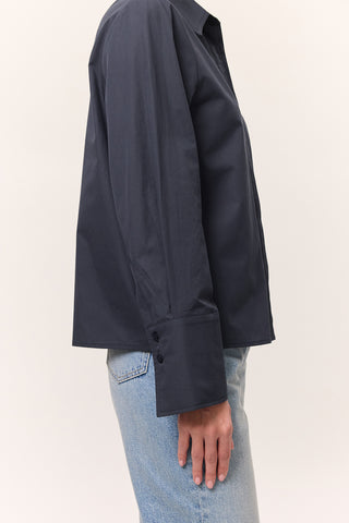 Fitted Shirt With Pintuck Detail Navy Blue