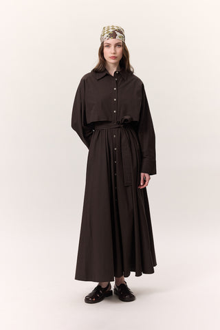 Trench-Style Shirt Dress Brown