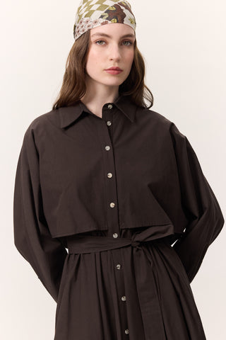 Trench-Style Shirt Dress Brown