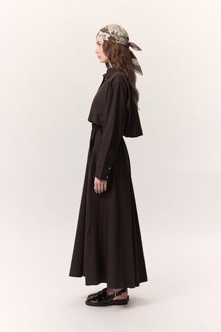 Trench-Style Shirt Dress Brown