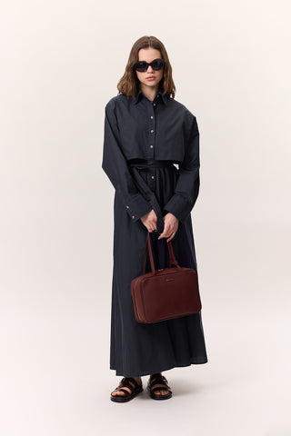 Trench-Style Shirt Dress Navy Blue