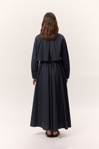 Trench-Style Shirt Dress Navy Blue