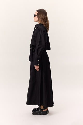 Trench-Style Shirt Dress Black