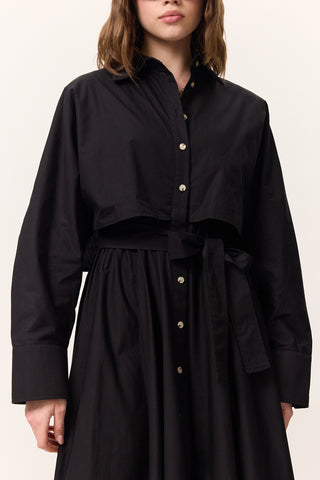 Trench-Style Shirt Dress Black