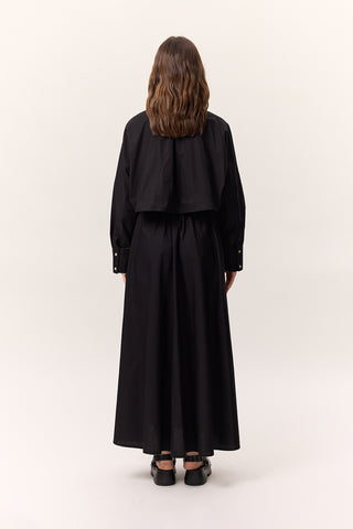 Trench-Style Shirt Dress Black