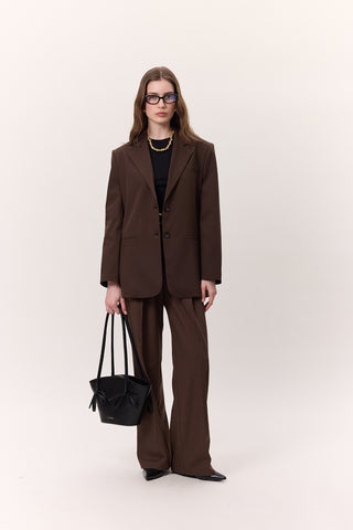 Wide-Leg Palazzo Trousers Brown