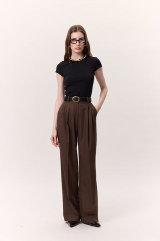 Wide-Leg Palazzo Trousers Brown