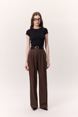 Wide-Leg Palazzo Trousers Brown