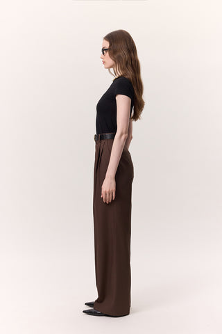 Wide-Leg Palazzo Trousers Brown
