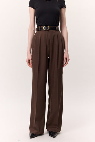 Wide-Leg Palazzo Trousers Brown
