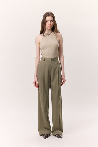 Wide-Leg Palazzo Trousers Green