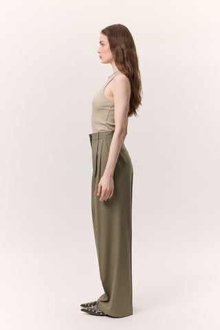 Wide-Leg Palazzo Trousers Green