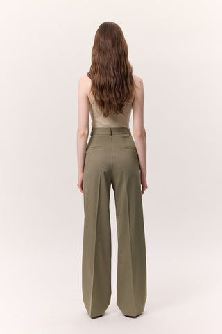 Wide-Leg Palazzo Trousers Green